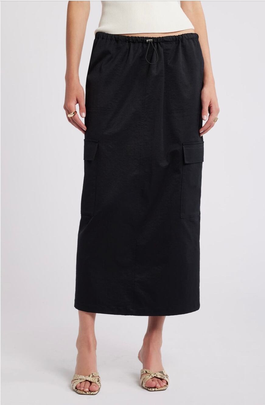 Open Edit - Drawstring Maxi Cargo Skirt - Size Large